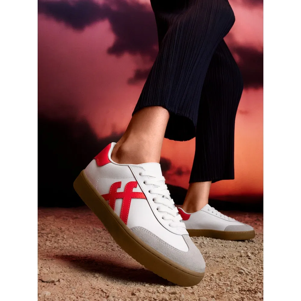 Мужские кожаные кроссовки Fitflop Dash, бело-красные — фото 2