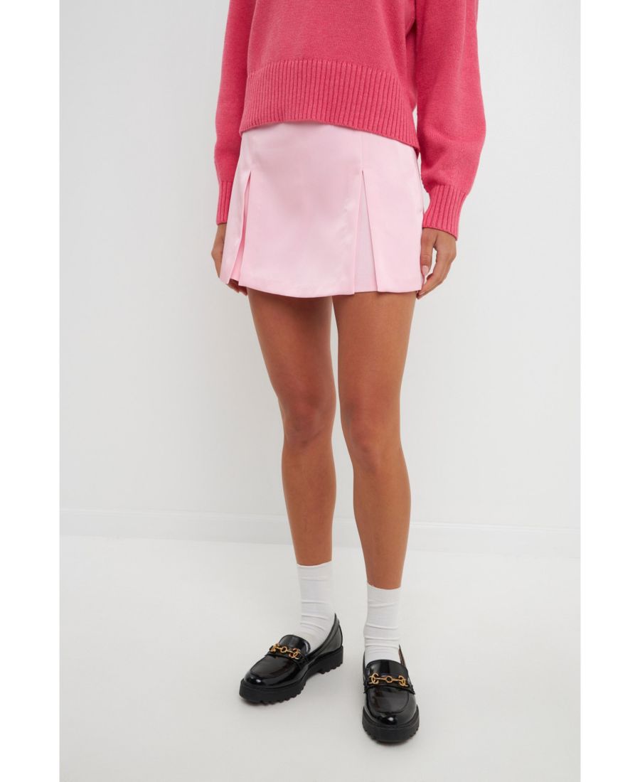 

Женская атласная юбка-шорты с одной складкой English Factory, Pink