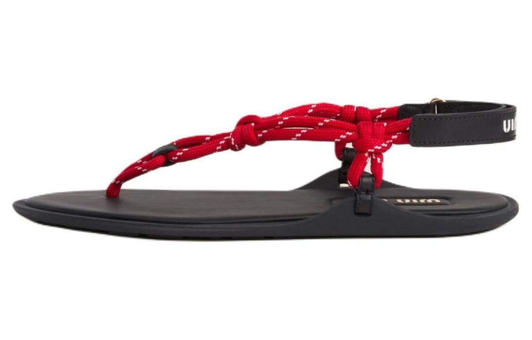 Сандалии из кожи с ремешками-шнурками MIU MIU, Red