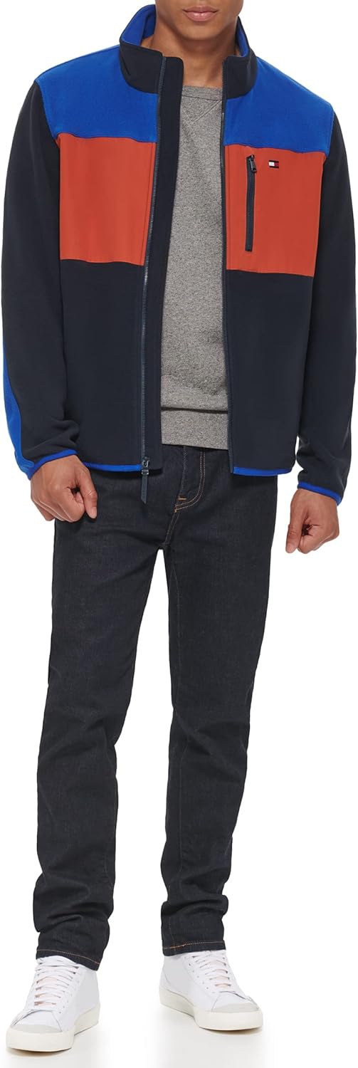 Мужская флисовая куртка Tommy Hilfiger на молнии спереди, Navy/Spicy Orange — фото 2