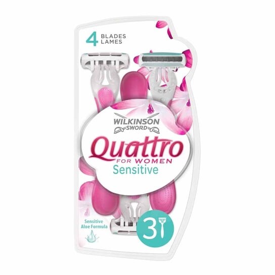 

Бритвы одноразовые для женщин, 3 шт. Wilkinson, Quattro For Women Sensitive