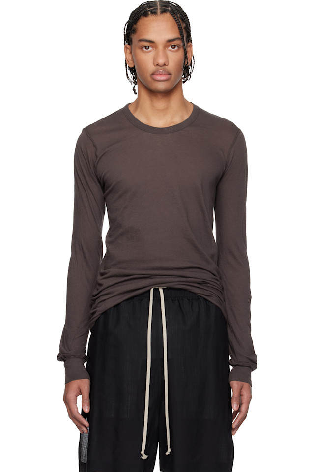 

Rick Owens Коричневая базовая футболка с длинным рукавом "Храм"
