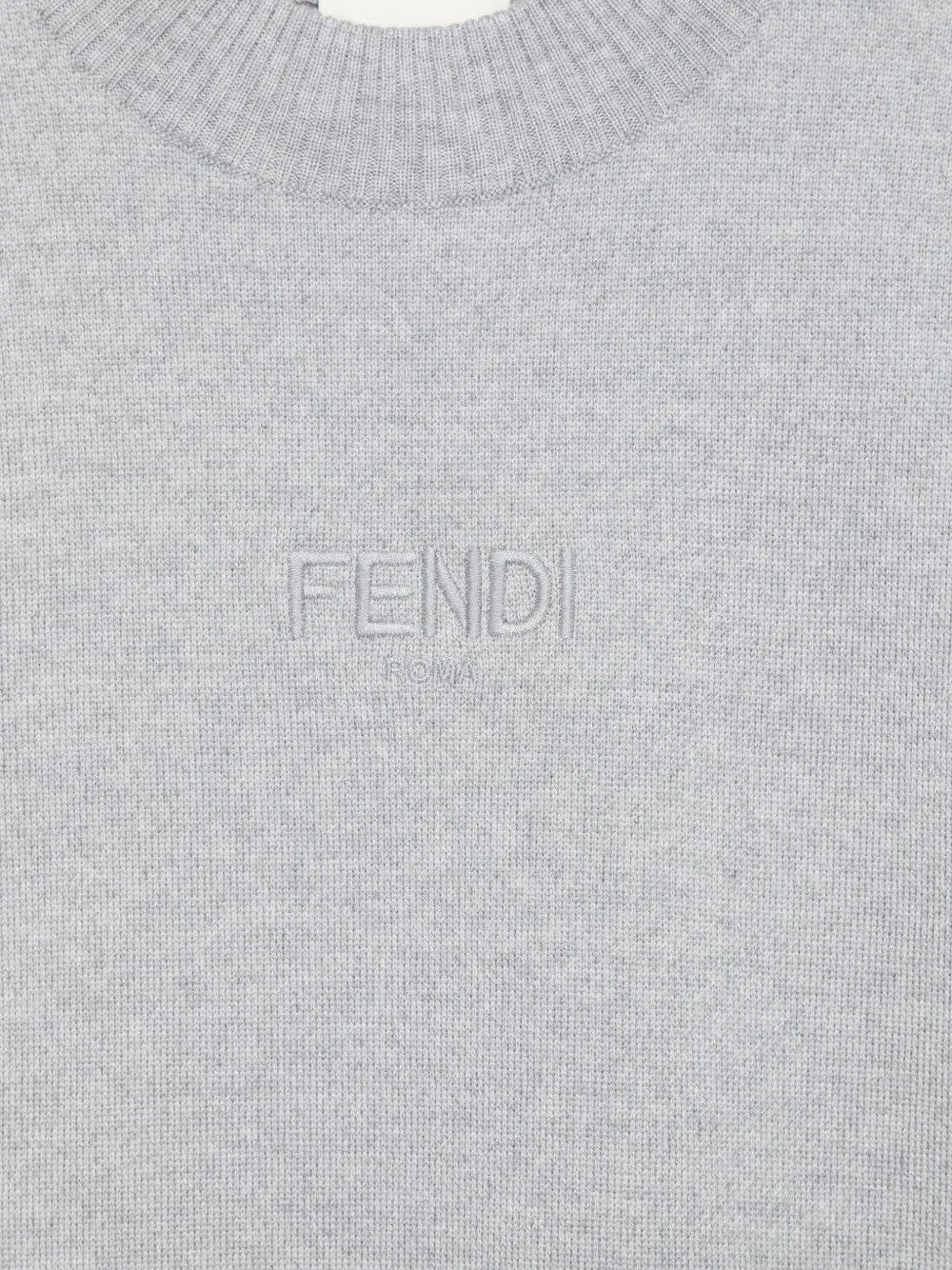 Шерстяное платье с вышитым логотипом FENDI KIDS, серый — фото 3
