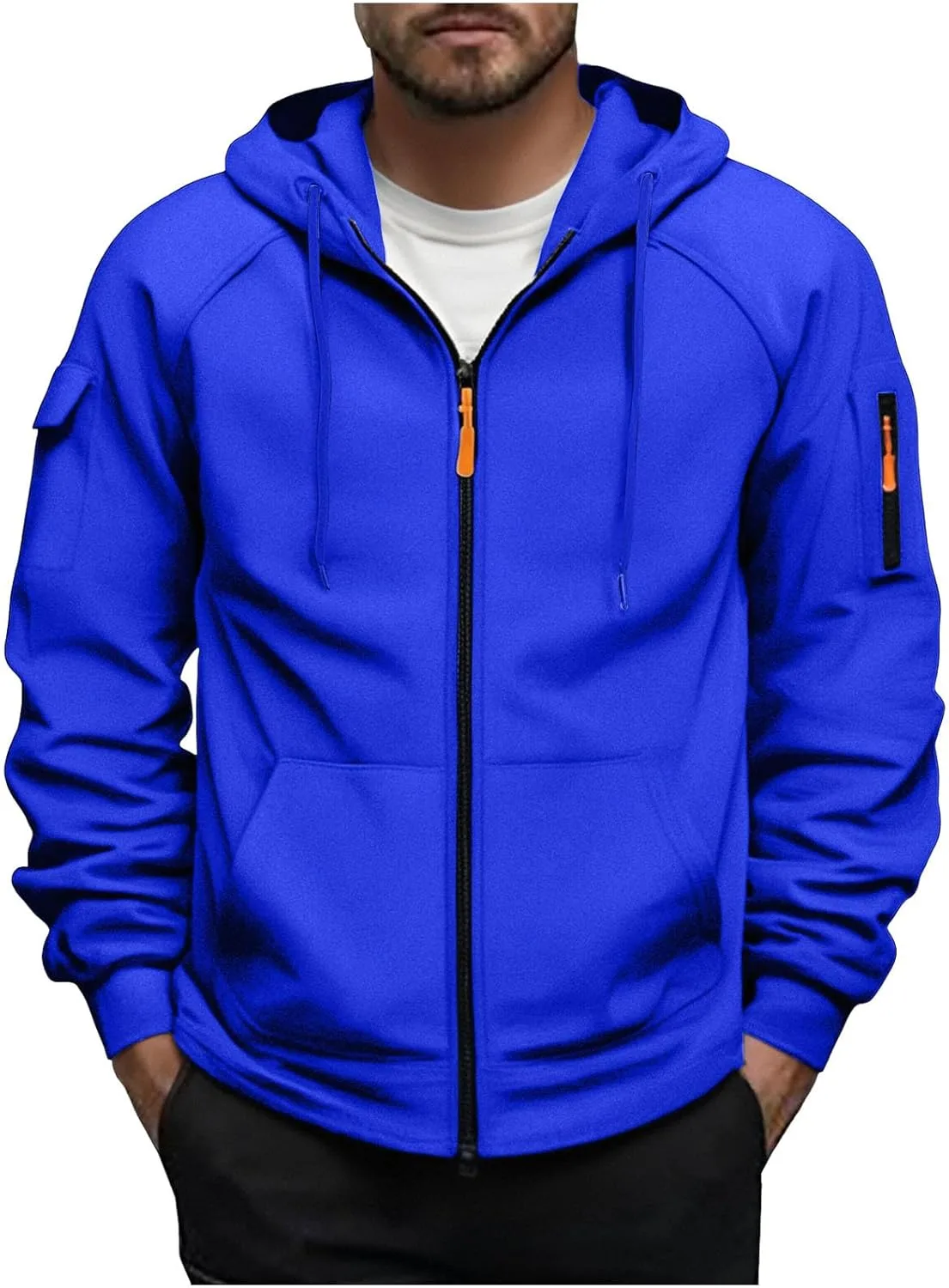 

Мужская повседневная тактическая толстовка с капюшоном, свободного кроя, с карманами