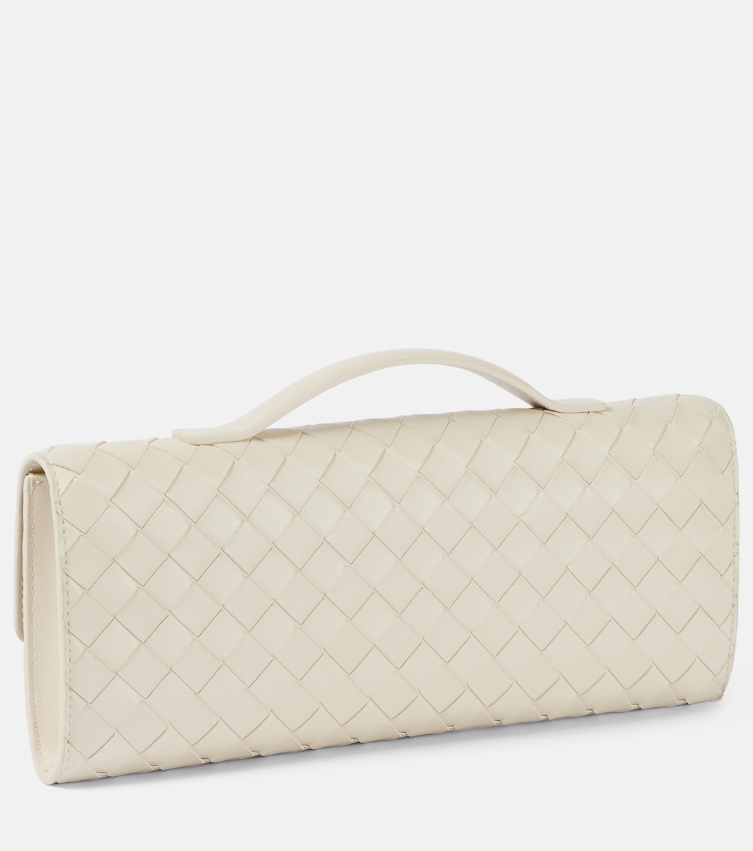 Клатч Andiamo Intrecciato из кожи Bottega Veneta, Sea Salt-M Brass — фото 4