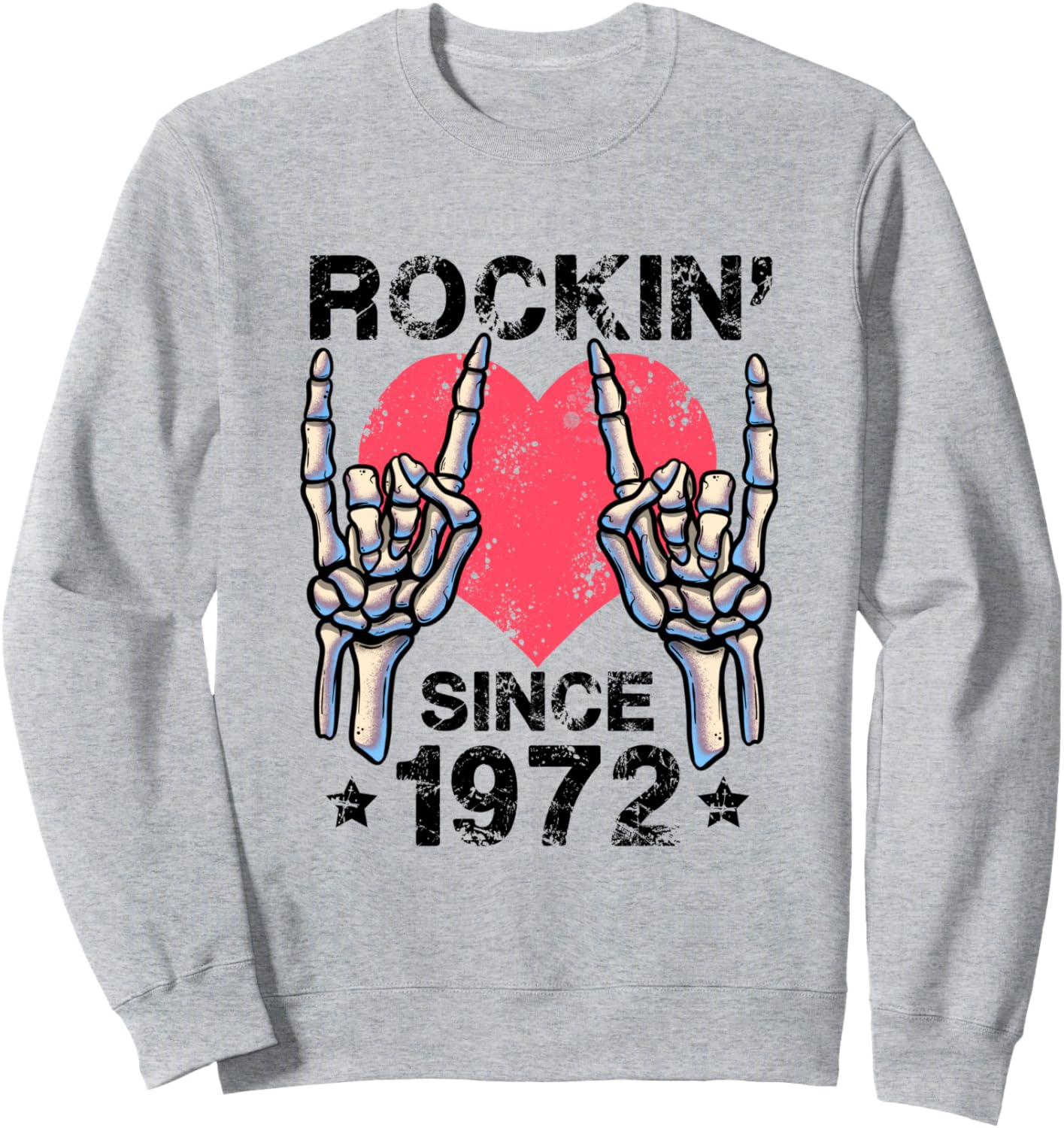 

Рок-н-ролл с 1972 года. Ретро-толстовка в стиле рок-н-ролл Visit Rock And Roll Birthday Shop Rockin Since, серый