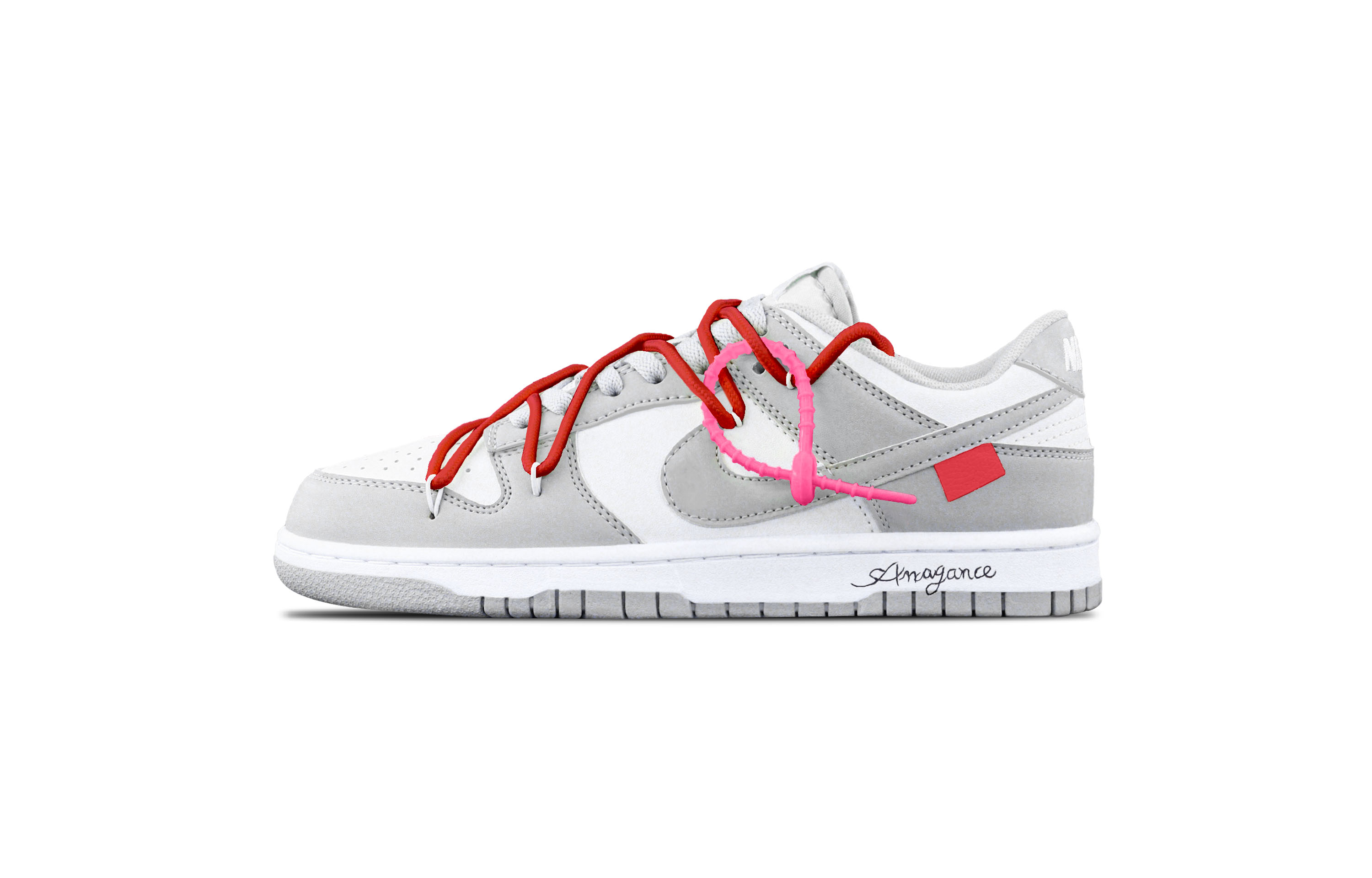 

Nike Кроссовки для скейтбординга Dunk, низкие, мужские, серо-красные
