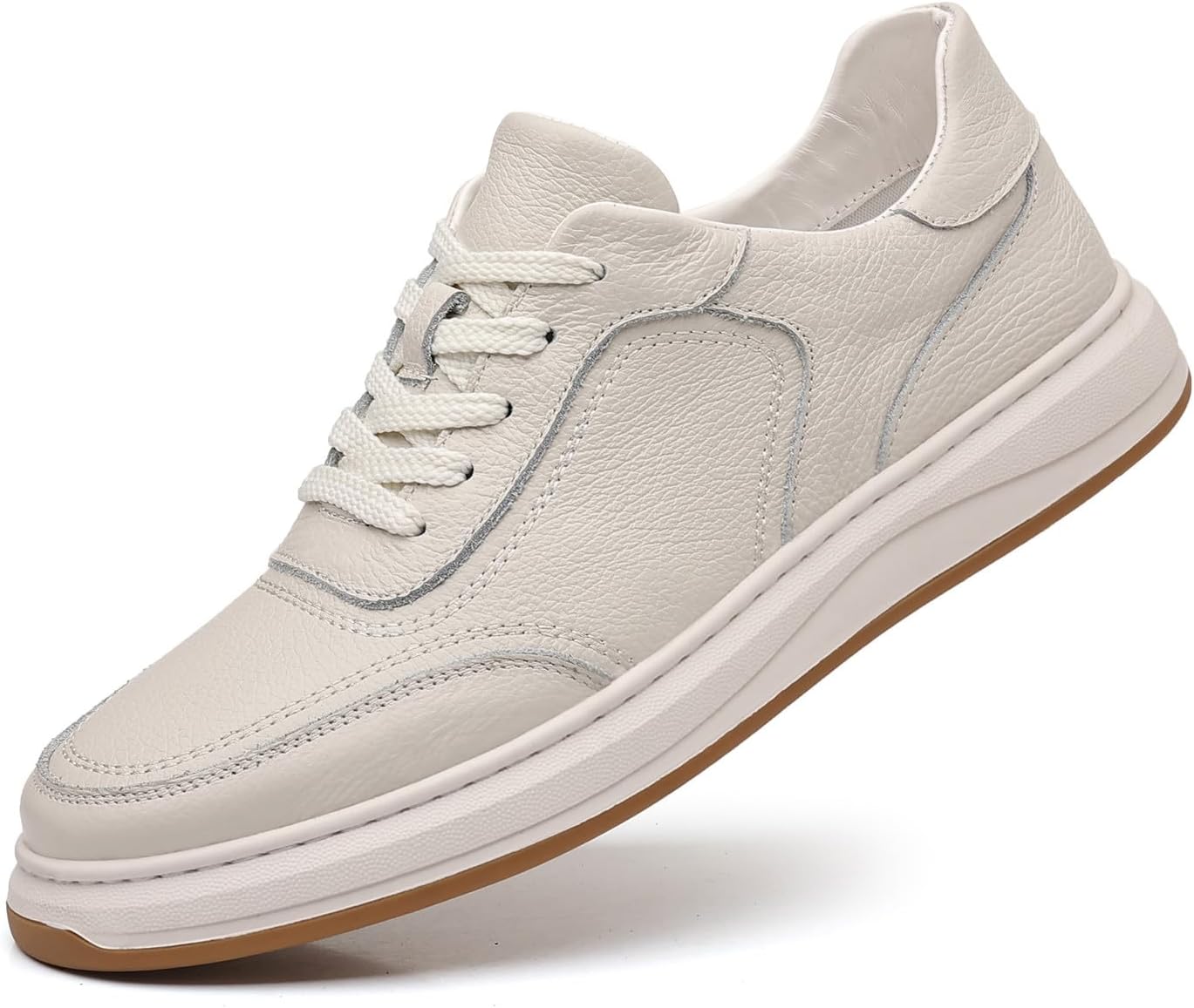 

Мужские кроссовки-лоферы на шнуровке из натуральной кожи, повседневные для прогулок и вождения Welrung, белый