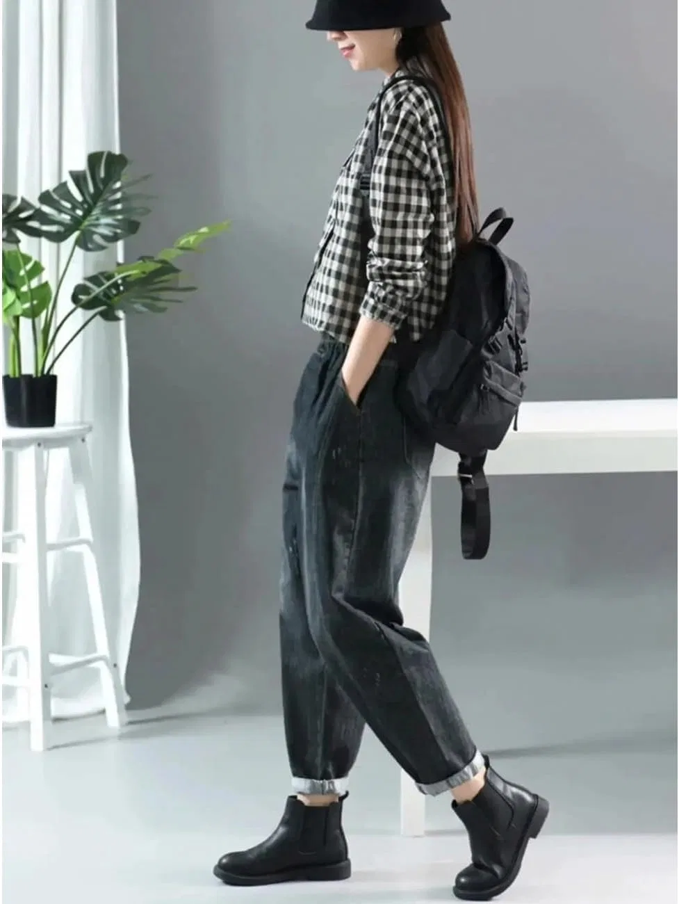 Блуза, гипюровая, женская Classic Gingham Check, черный — фото 4