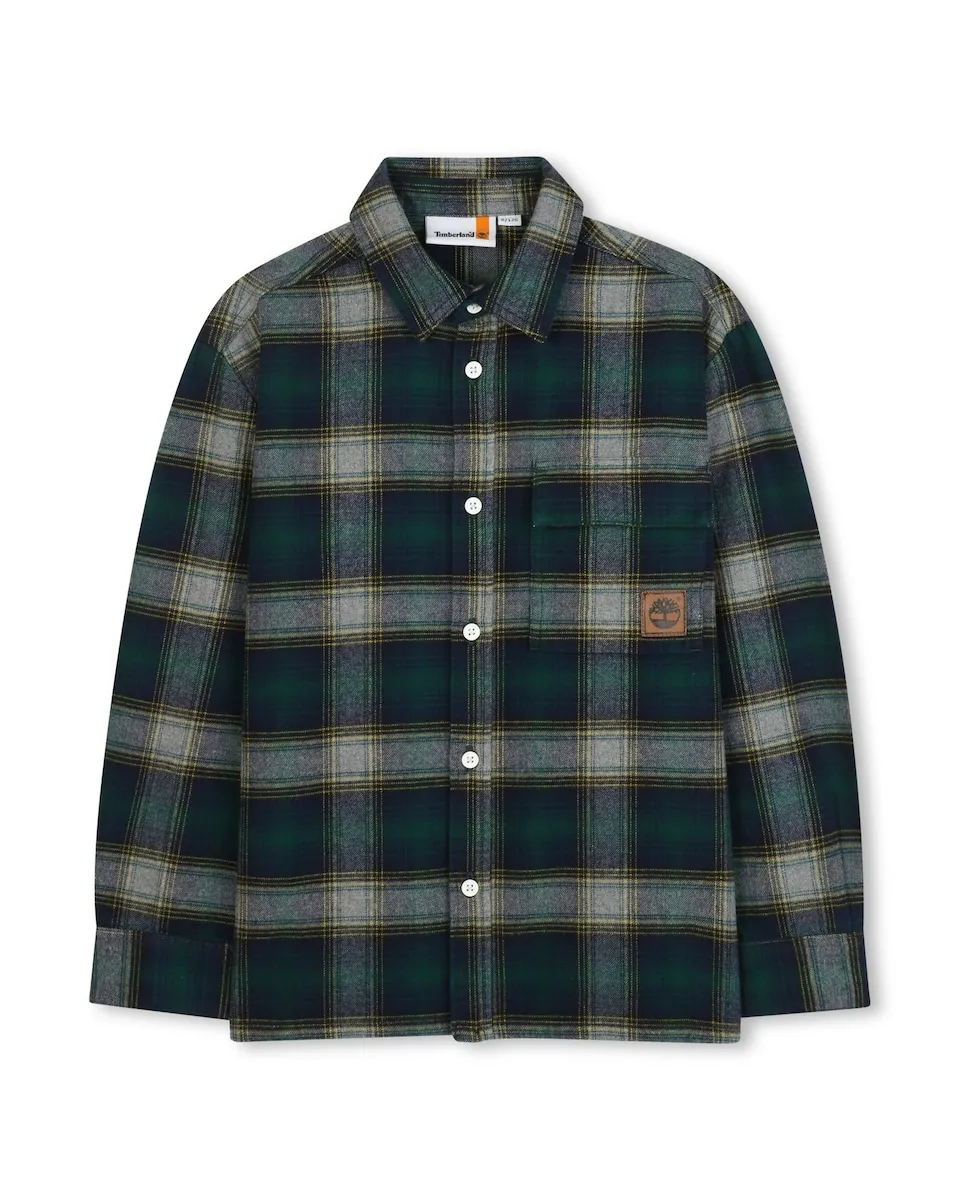 

Детская рубашка зеленого цвета из хлопка Timberland