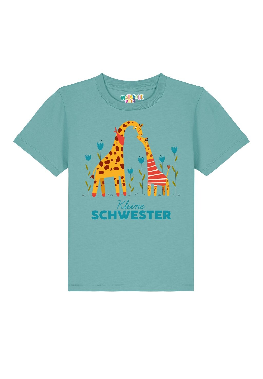 

Футболка с принтом GIRAFFE KLEINE SCHWESTER Watapparel, цвет teal monstera
