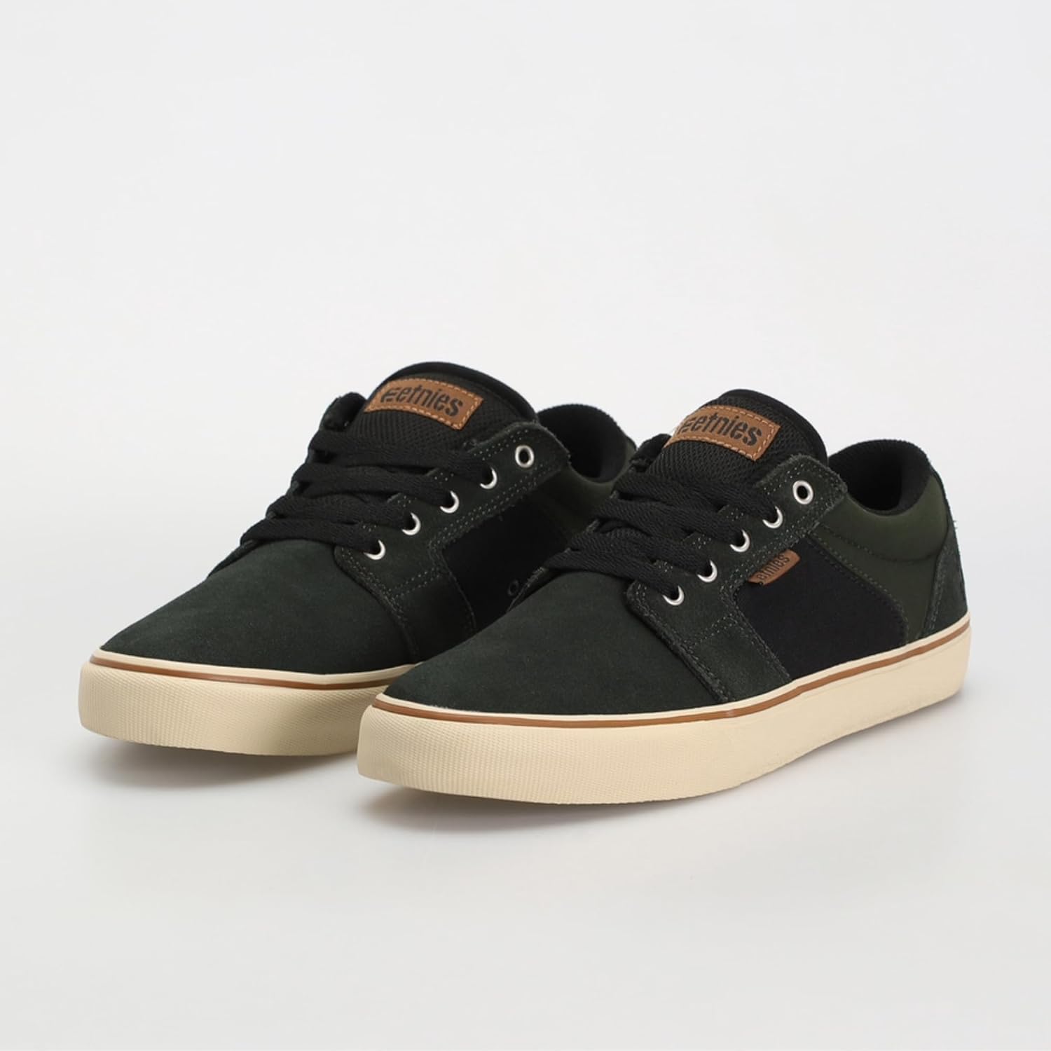 Кроссовки Etnies Barge LS - Классический скейтбордистский стиль, узкий вулканизированный силуэт, массивный бронированный воротник, усиленная вулканизация, амортизация, кроссовки на каждый день, черный/зеленый — фото 4