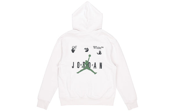 Толстовка Men's Air Jordan x OFF-WHITE Crossover Logo Embroidered Fleece Stay Warm Pullover Hooded Sports Asia Edition White, белый — фото 2