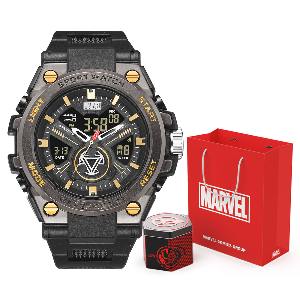 

MARVEL Часы Iron Man Electronic Movement TPU Strap Watch Men's Watch Gray Dial