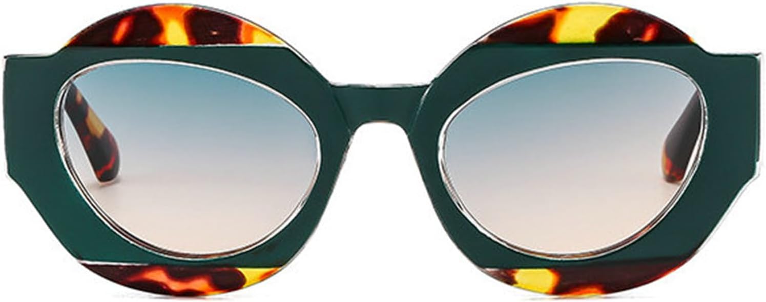 

Солнцезащитные очки Willochra Retro Unique Double Color Oval для женщин, модные, с прозрачным градиентом, защита от УФ-излучения UV400, для мужчин, панк, с леопардовым принтом, C6