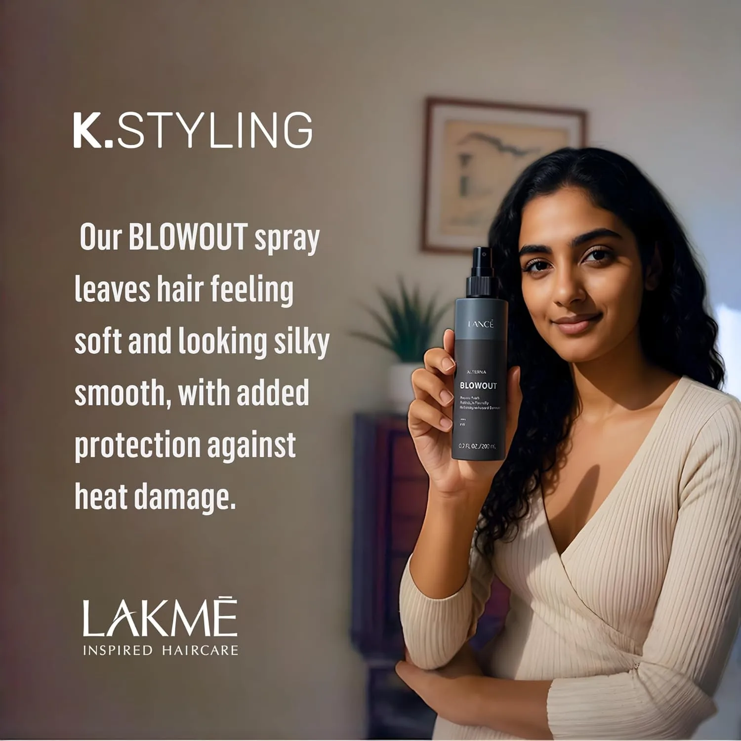 Спрей для укладки волос LAKMÉ K.Styling Blowout, термозащитный спрей для волос, контроль над пушистостью, 6,8 жидких унций. — фото 4