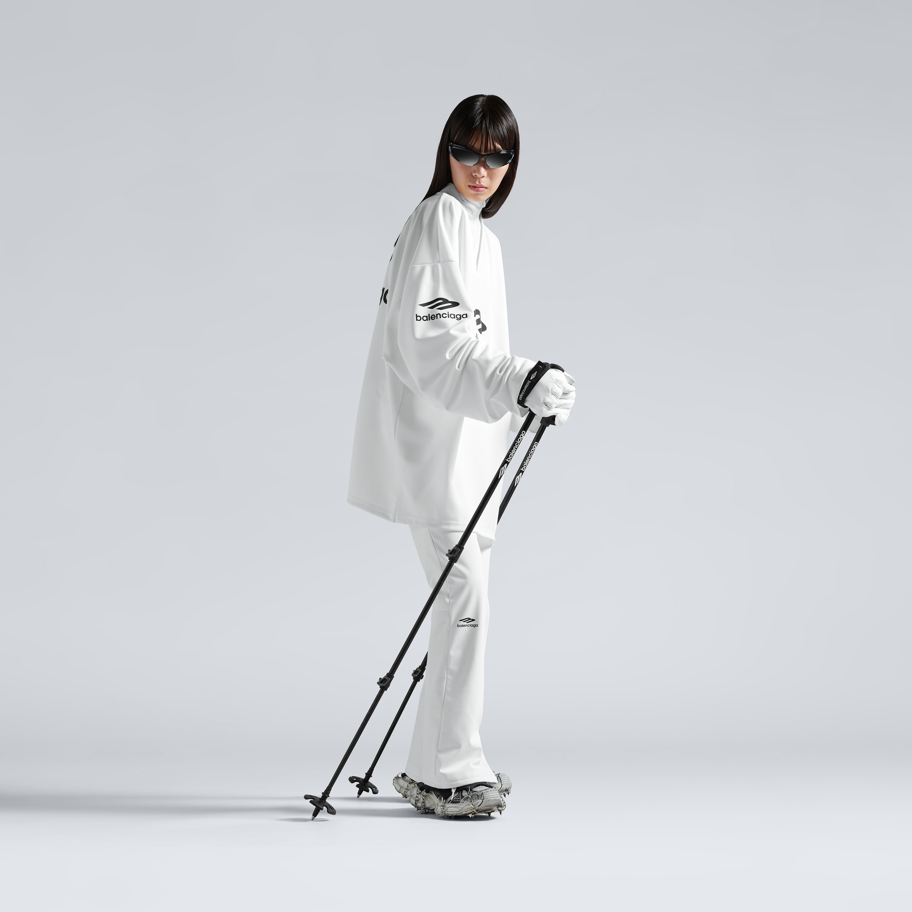 

Палки для походов из черного алюминия, нейлона и резины BALENCIAGA, черный