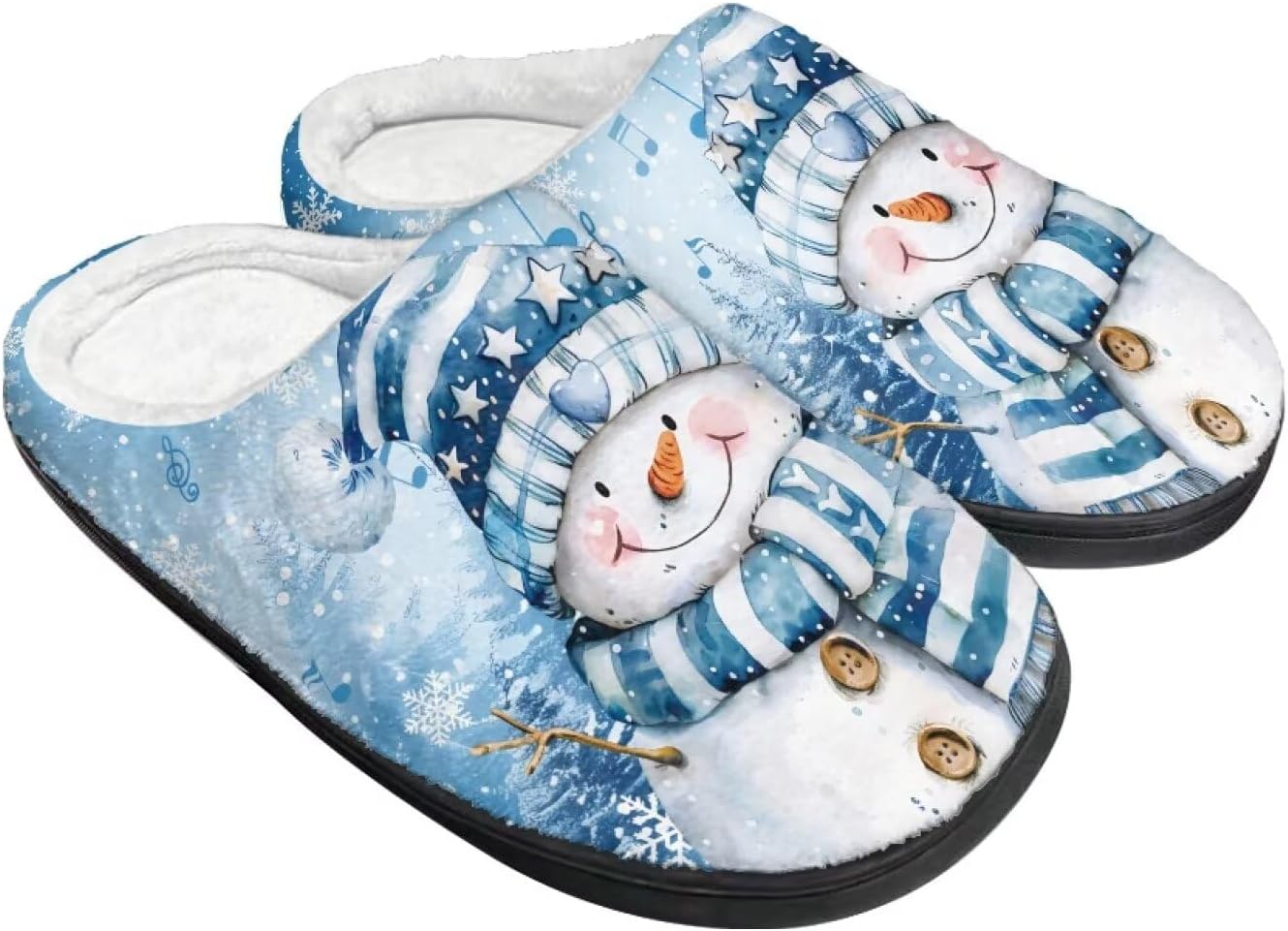 

Женские уютные пушистые тапочки унисекс с легким надеванием, повседневные домашние тапочки для спальни с противоскользящей подошвой для мужчин Tomeusey, Christmas Snowman