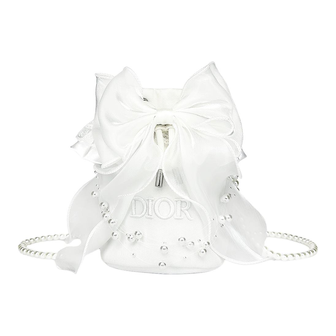 DIOR Lilith Dream, Shimmery Cat Elegant Pure White, минималистичный стиль шелковая сумка-ведро 12*12*23см — фото 2