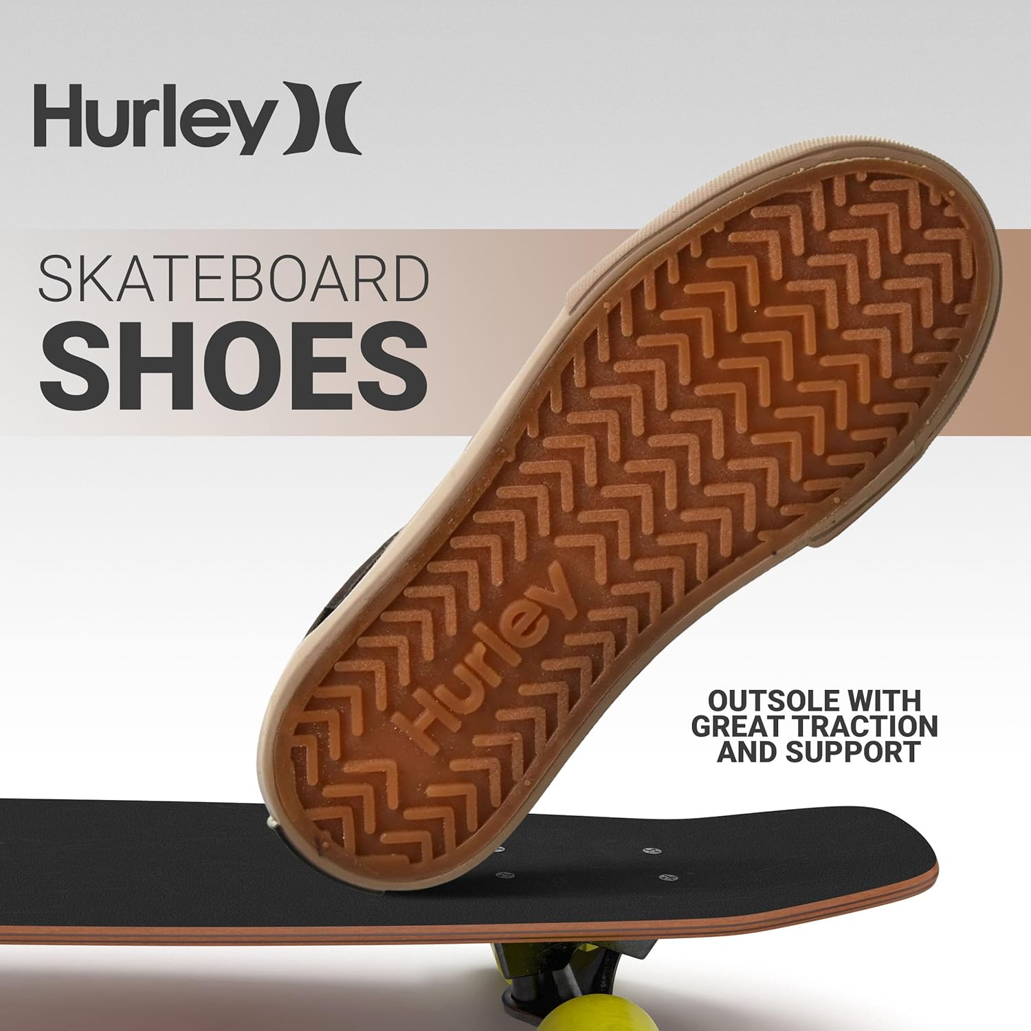Кеды Hurley Boardy Kids с шнуровкой - низкие кроссовки для скейтборда для детей, спортивная обувь для мальчиков и девочек, бежевый/хаки — фото 4