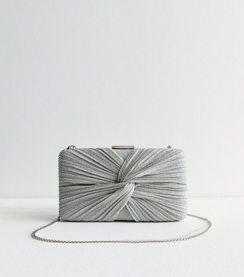 

Серебряный блестящий объемный клатч New Look, серебряный