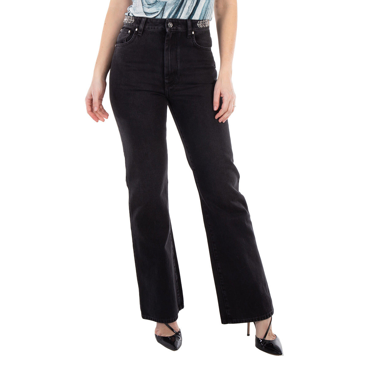 

Женские джинсы Rabanne 1969 черные прямые хлопковые