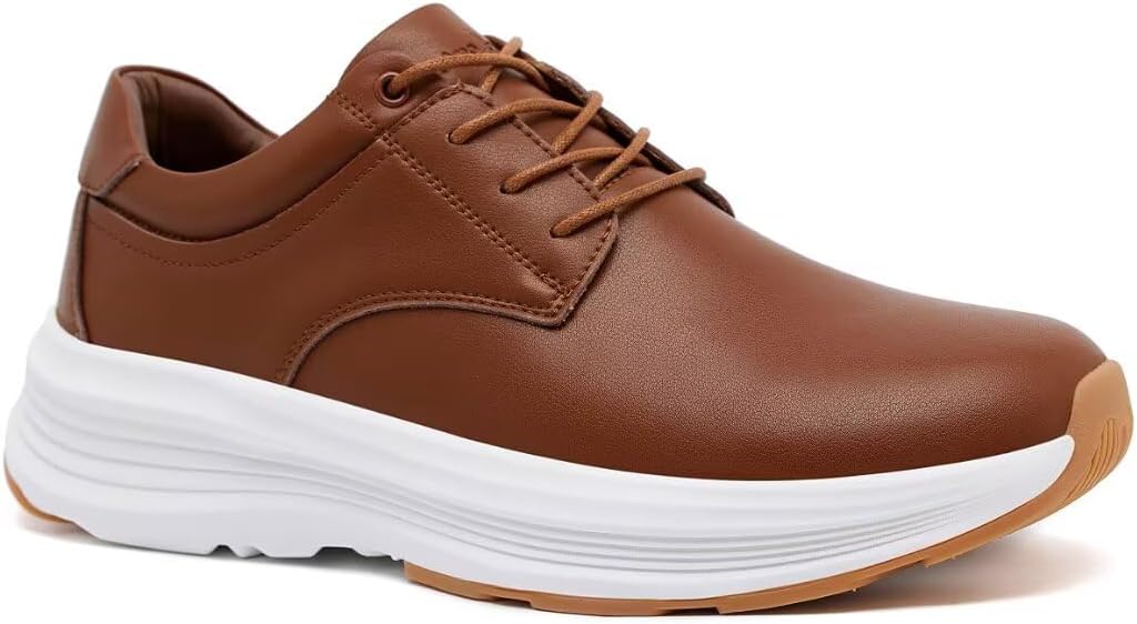 

Мужские ортопедические кожаные туфли OrthoComfoot: комфортная поддержка свода стопы, деловые оксфорды при подошвенном фасците, ортопедические повседневные кроссовки с толстой подошвой для облегчения боли в ногах и пятках, коричневый