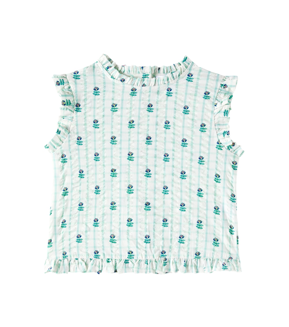 

Хлопковая рубашка Mika в цветочную клетку C'era Una Volta, Green Check Flower