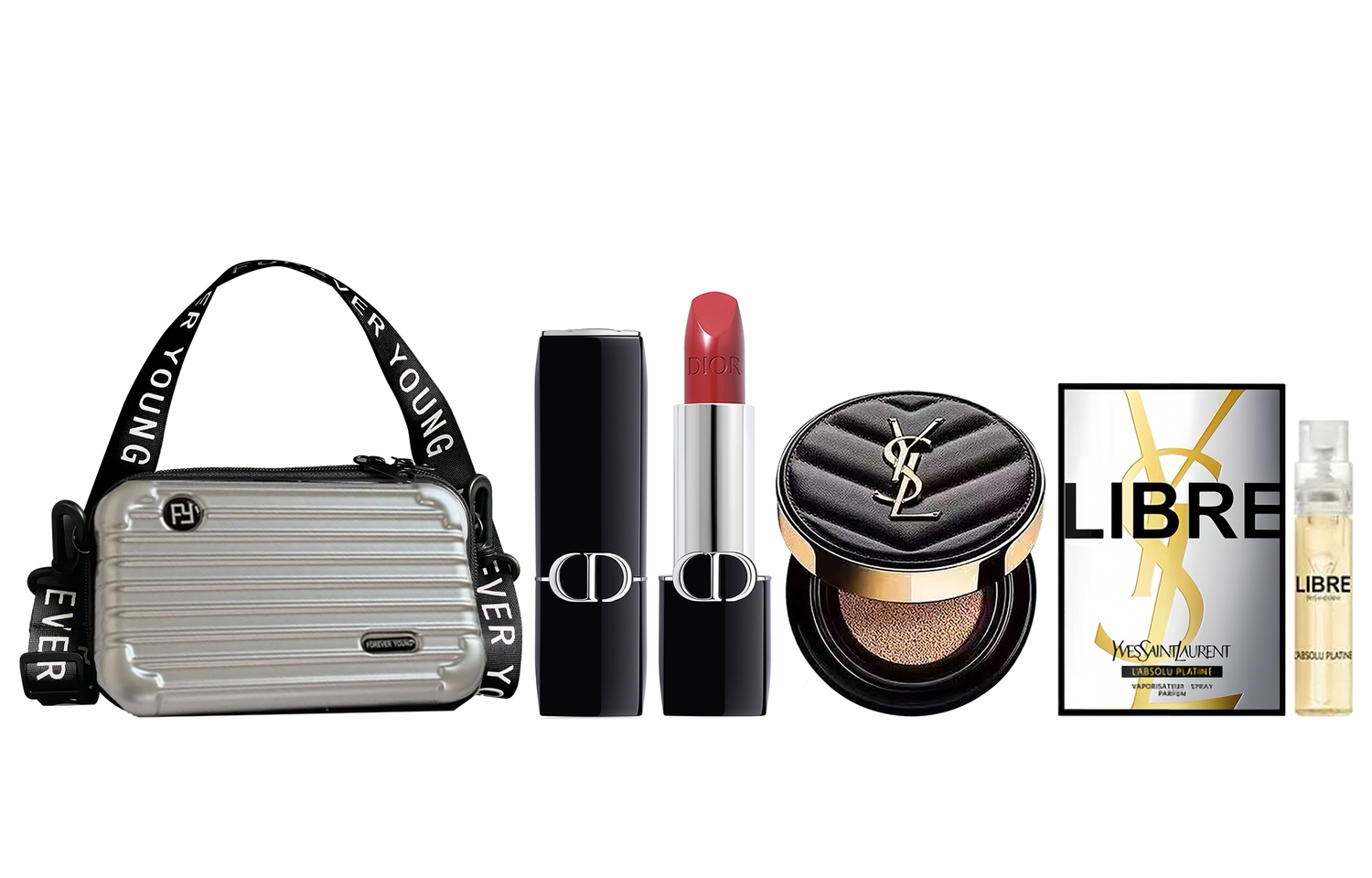Набор для макияжа Dior: губная помада Dior On-the-Go Trio 999 Polished Gold + кушон b20 — фото 4