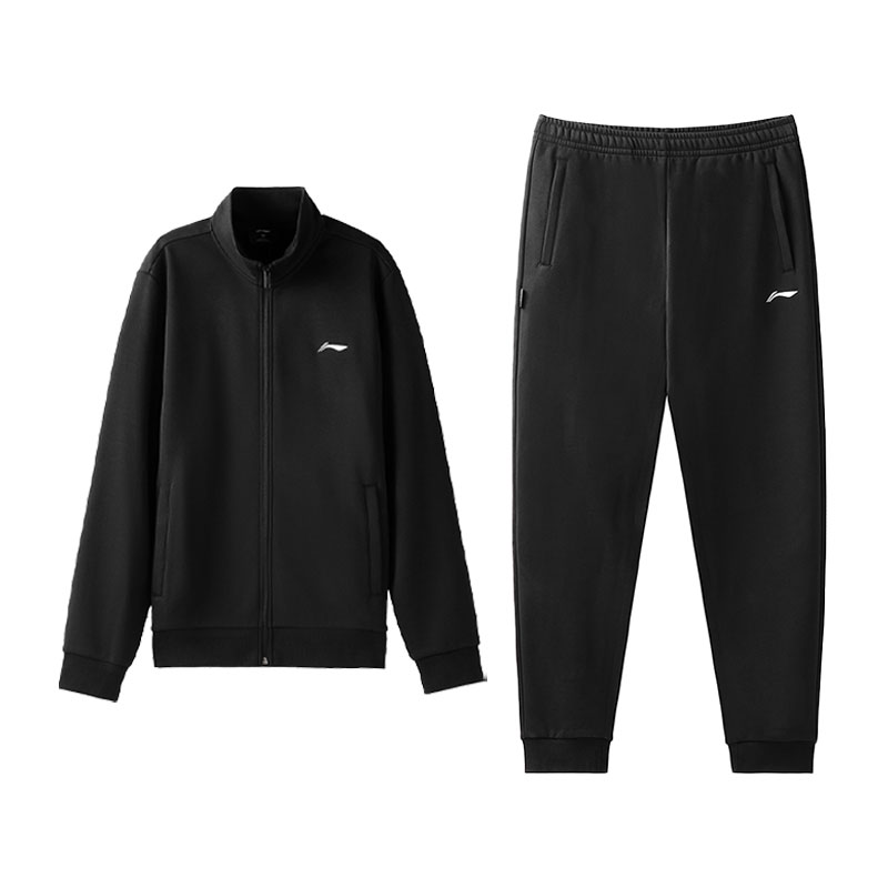 

LiNing Повседневная спортивная одежда унисекс, черный top+черный pants