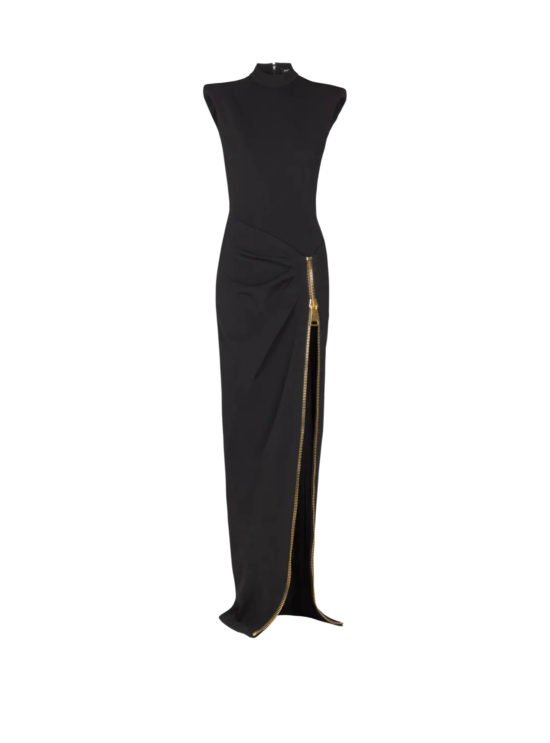 

Длинное джерси-платье с разрезом на ноге BALMAIN, черный