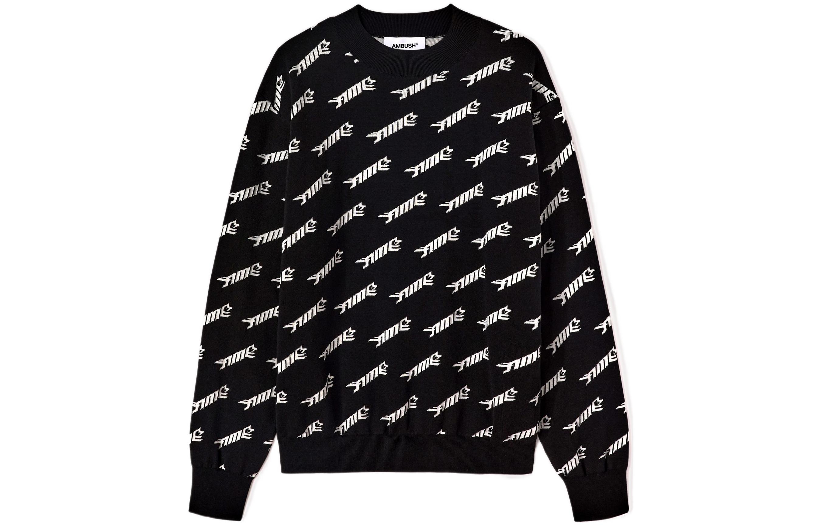 

Свитер с интарсией логотипа AMBUSH, круглый вырез, черный