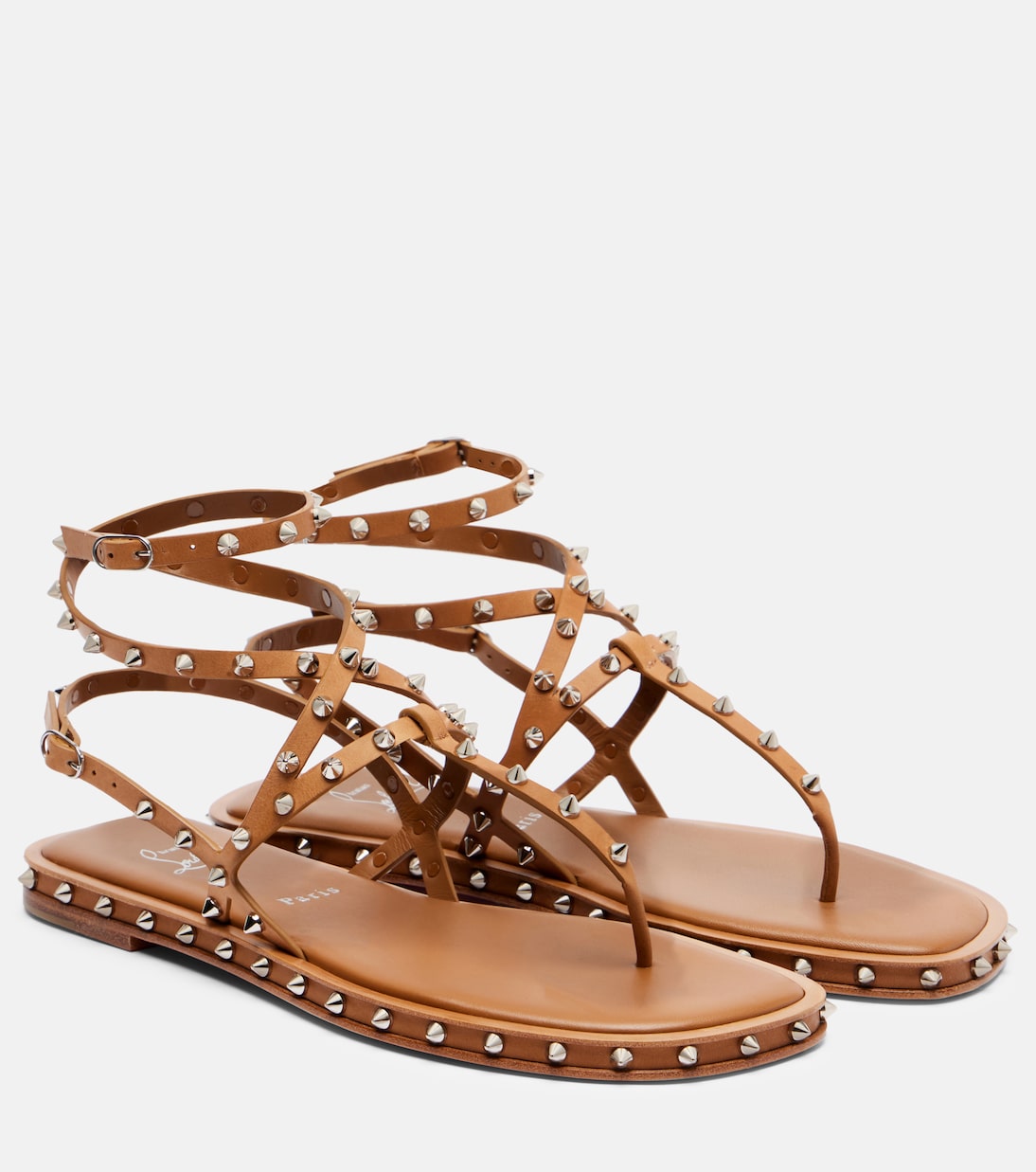 Босоножки "Bombina" с шипами из кожи Christian Louboutin, Terra/Lin Terra