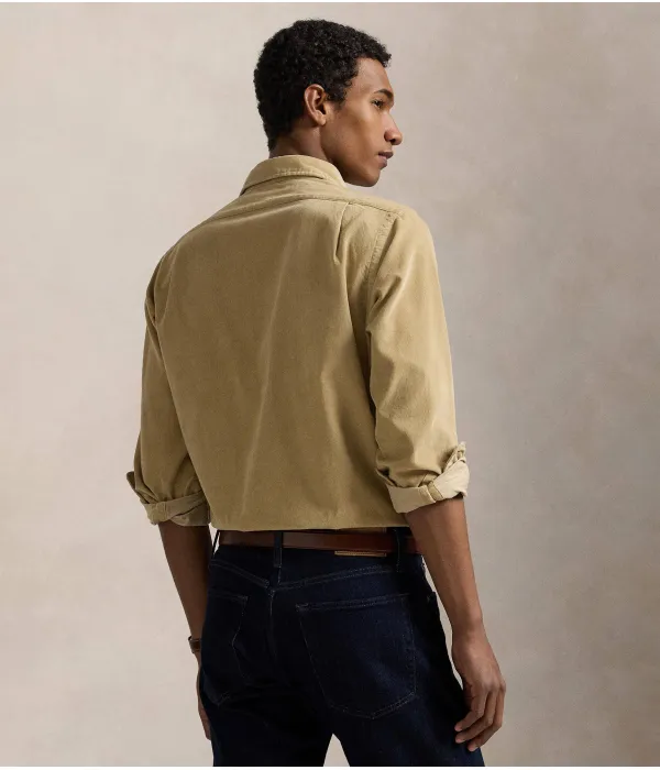 Вельветовая рубашка Slim fit Polo Ralph Lauren, бежевый — фото 3