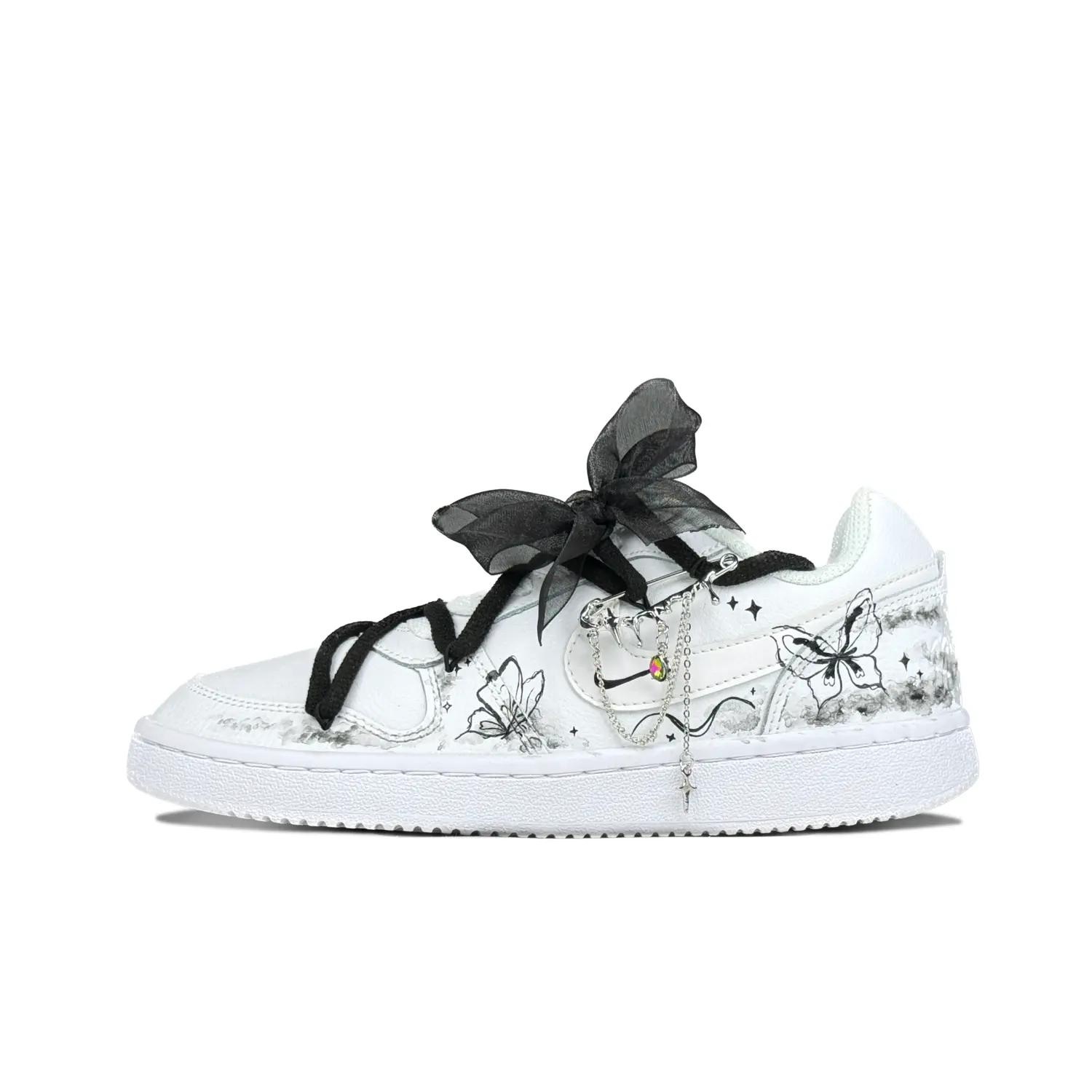 

Кроссовки Nike EBERNON Skateboarding Shoes Men Low-top Black, белый