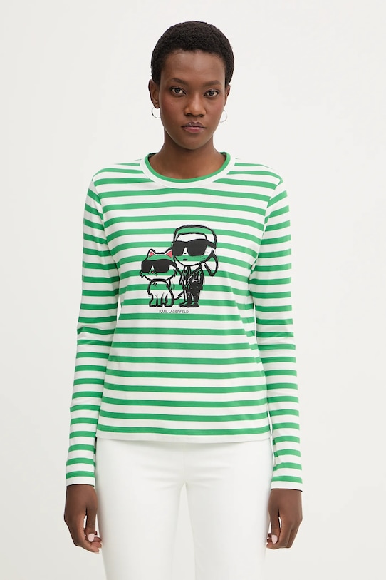 

Хлопковый лонгслив ikon Karl Lagerfeld, зеленый