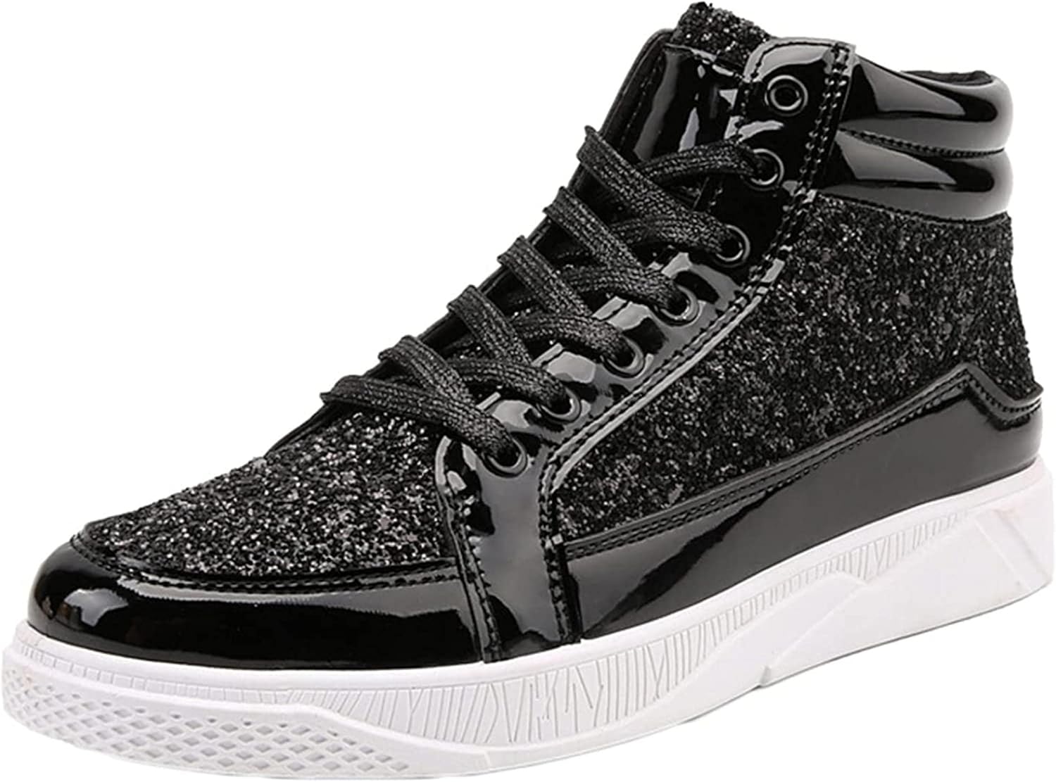 

Мужские осенне-зимние ботинки Yiozoi для улицы, легкие, шнуровка, удобные, теплые, высокие, модные, блестящие, для ночного клуба и повседневной ходьбы, черный