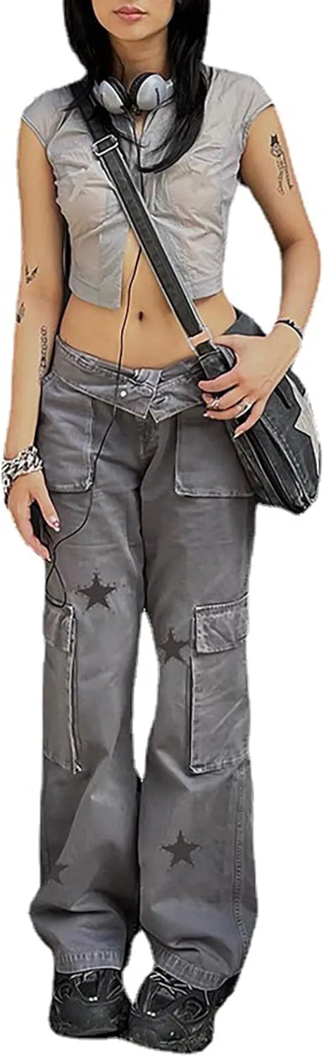 

Готические женские брюки Street Trend, прямые, свободные, с низкой посадкой, джинсы INFENU