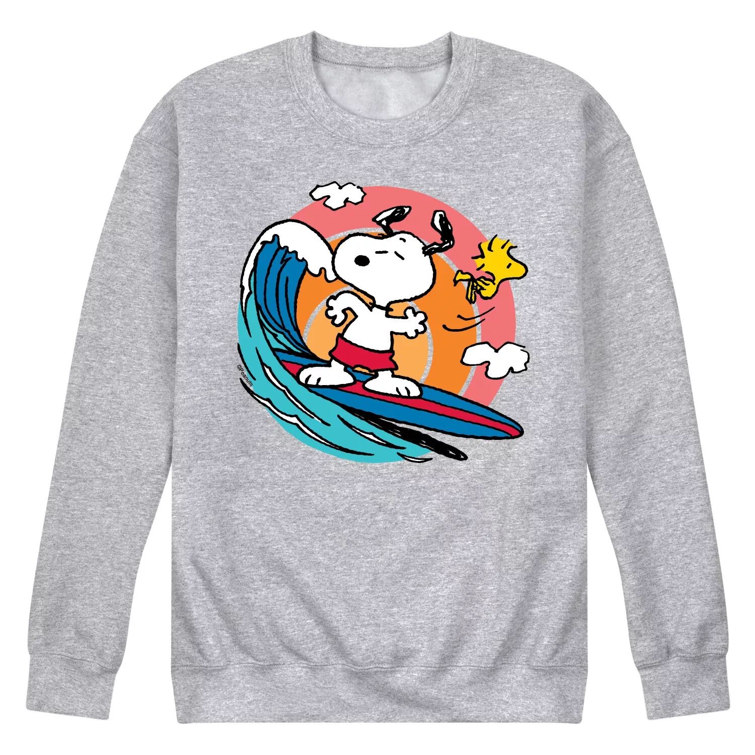 

Мужской свитшот с рисунком Peanuts Snoopy Woodstock Surfing Licensed Character