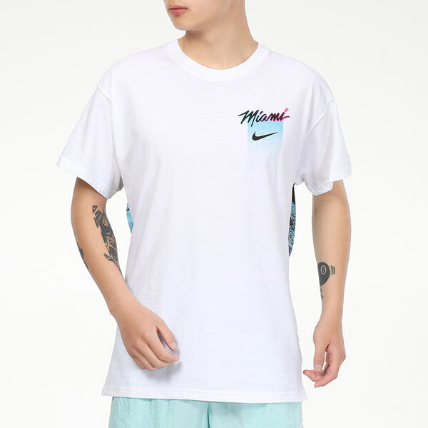 Футболка nba courtside city edition miami heat с принтом на спине спортивные с коротким рукавом Nike, белый — фото 3