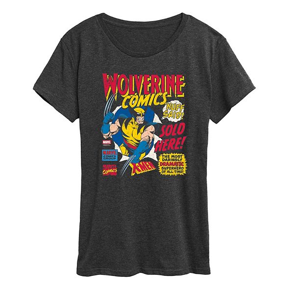 

Футболка женская с принтом Wolverine Marvel, Heather Charcoal, Черный, Футболка женская с принтом Wolverine Marvel, Heather Charcoal
