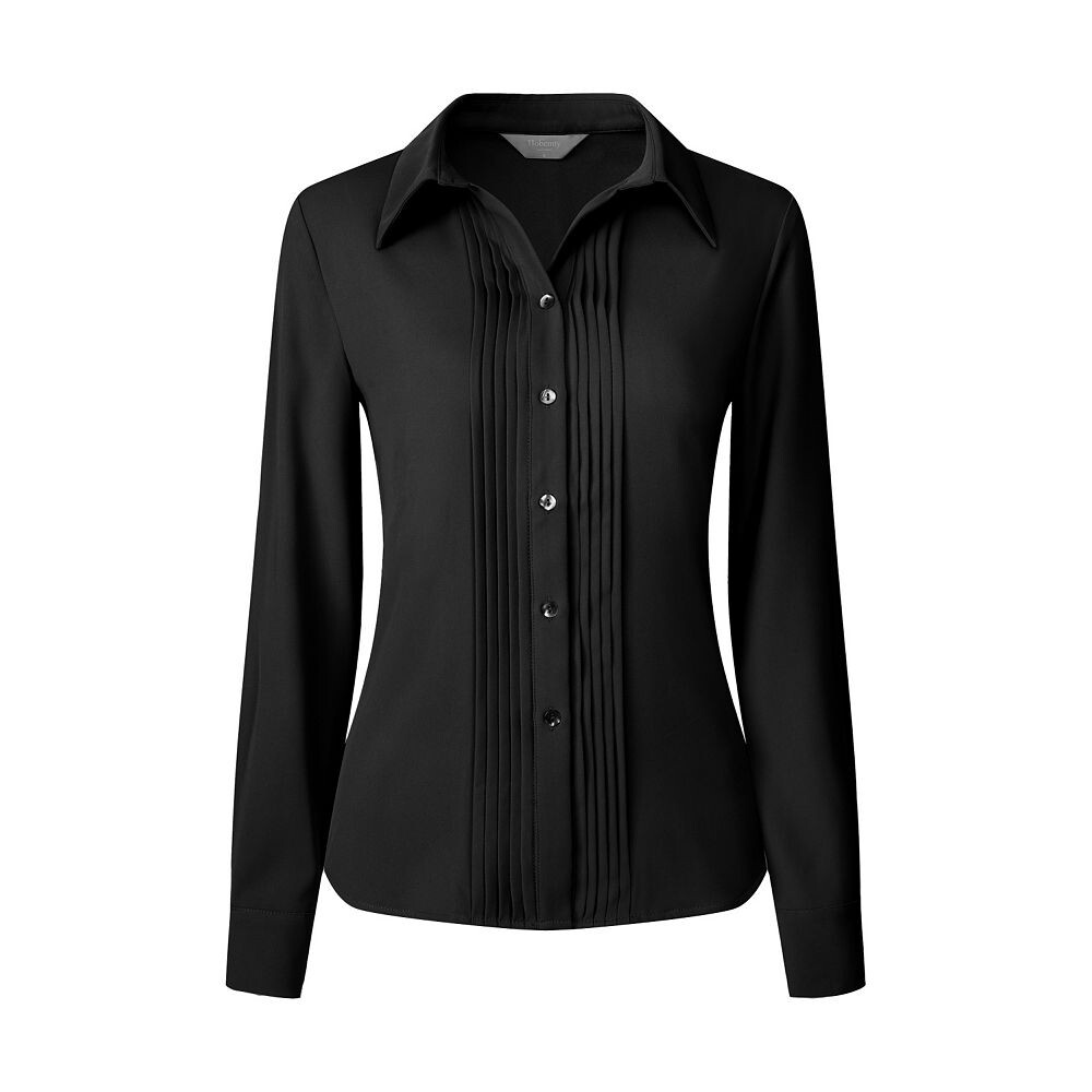 

Женская рабочая рубашка, плиссированная блузка на пуговицах с длинными рукавами Hombety, черный