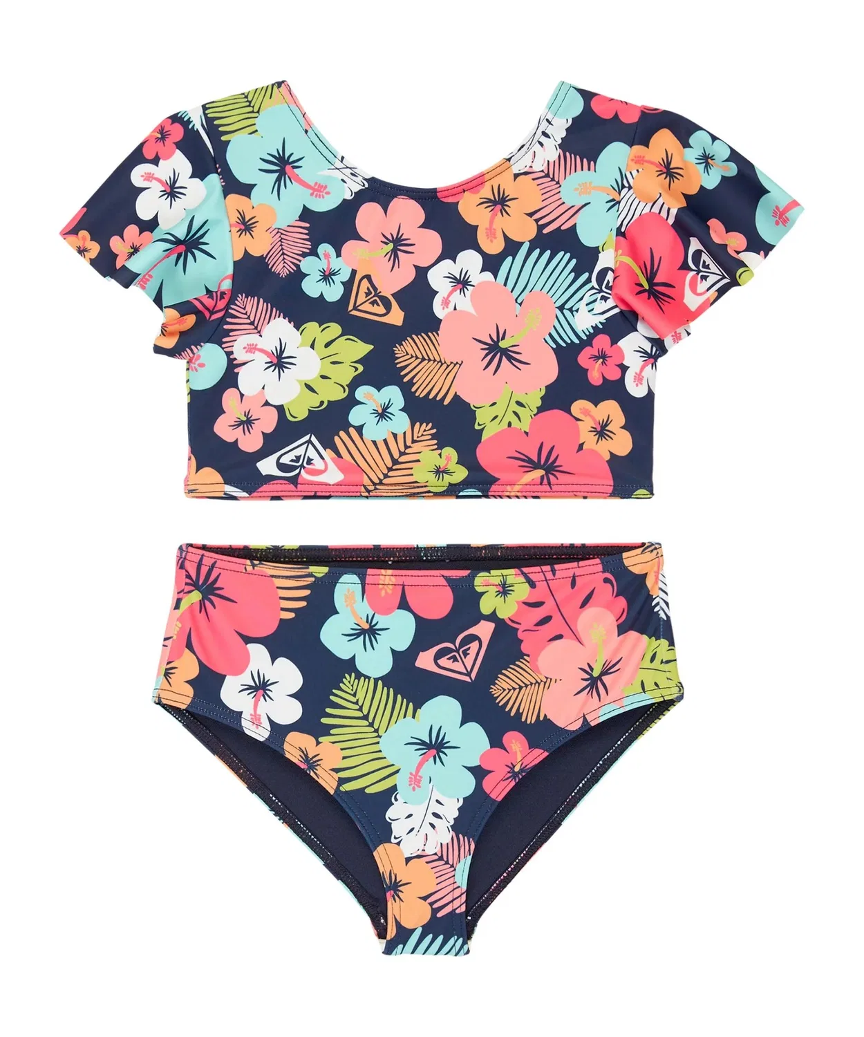 Купальник раздельный ROXY MORNING FLOWER CROP TOP SET для девочек, темно-синий — фото 3