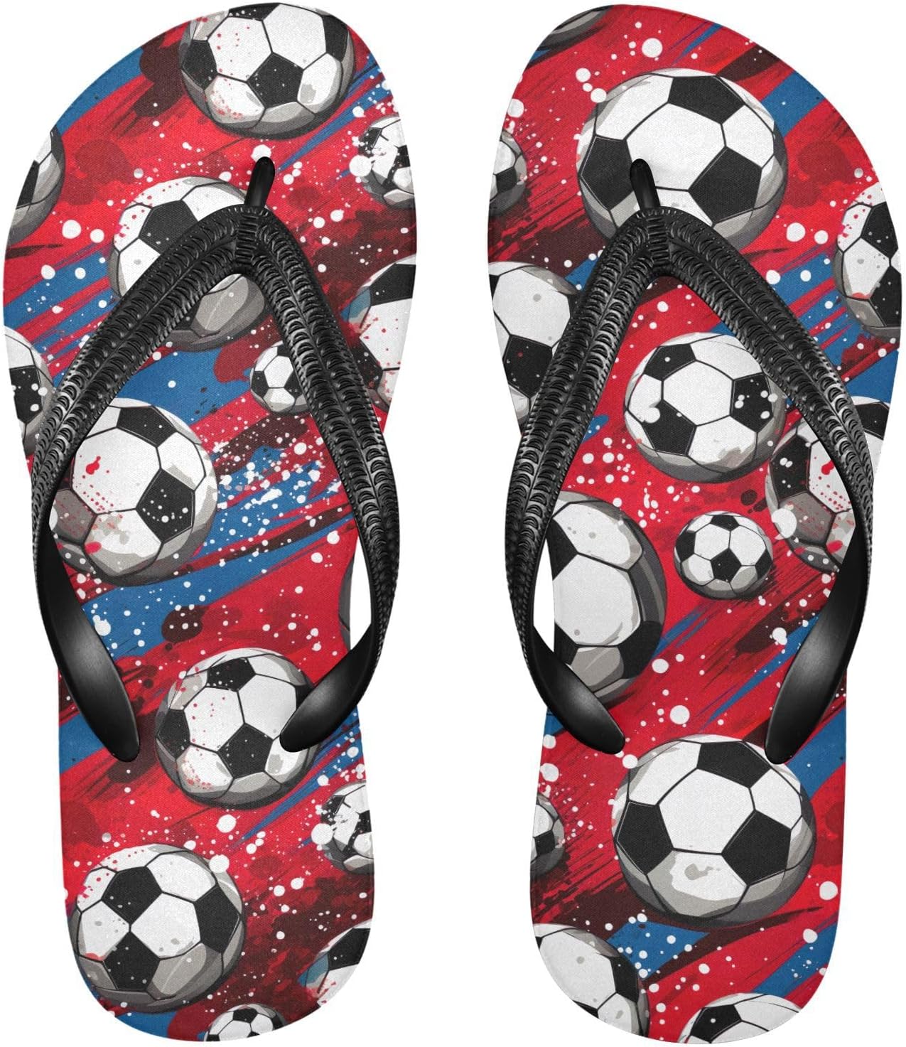 

Женские и мужские шлепанцы SPRIPORT Soccer Red с тонким ремешком, удобные повседневные шлепанцы с амортизирующей стелькой и нескользящей резиновой подошвой для прогулок на пляже летом, Multicoloured