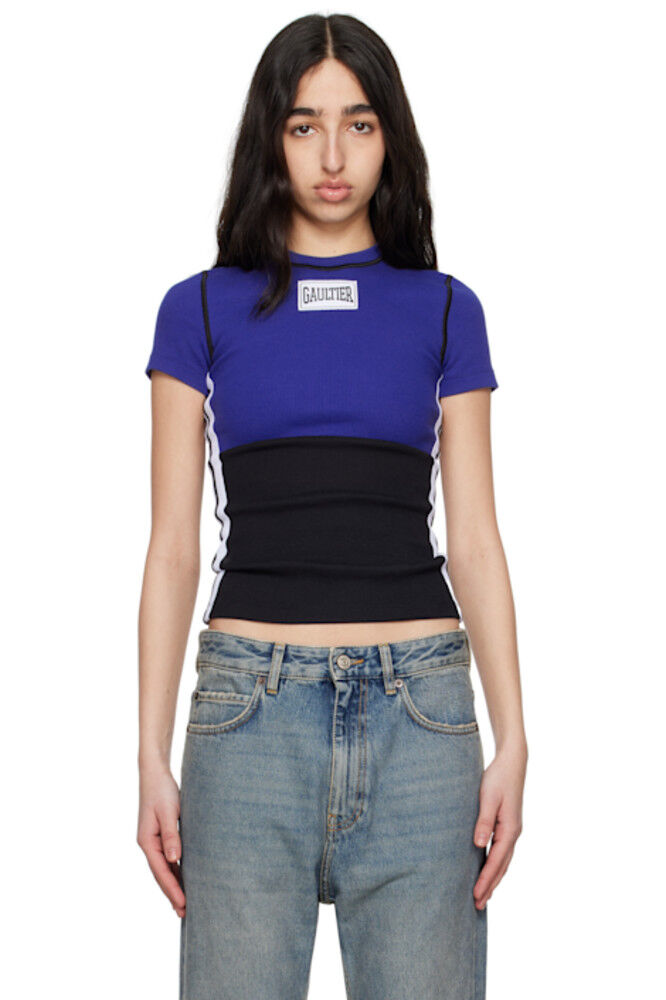 

Футболка «The Color-Block» сине-черного цвета Jean Paul Gaultier