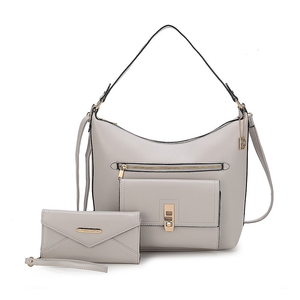 

MKF Collection Clara Сумка-хобо из веганской кожи и кошелек на руку от Mia K, цвет Light Grey