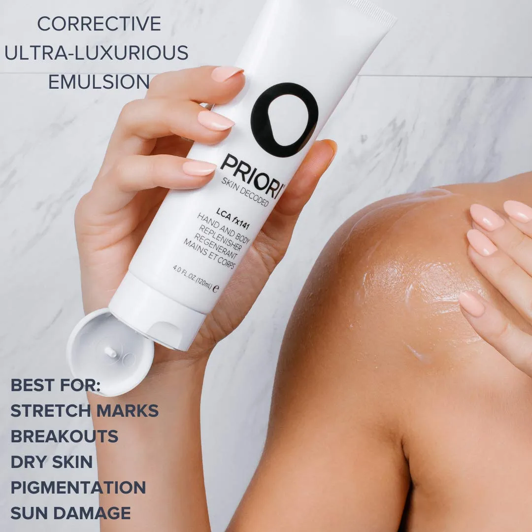PRIORI Skincare лосьон для рук и тела с молочной кислотой AHA, витаминами C, A, E, сыворотка для коррекции растяжек, без отдушки, 118 мл — фото 2