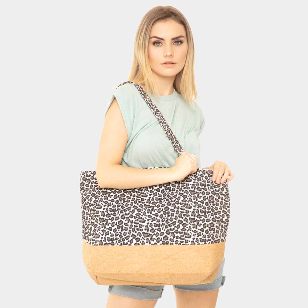 

Джутовая сумка-тоут с леопардовым принтом FASHNZFAB