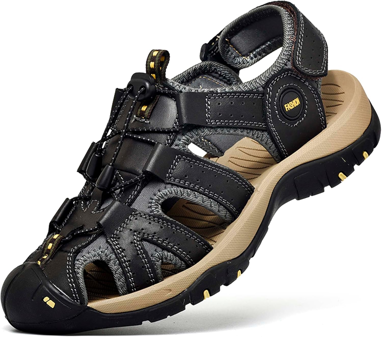 

Мужские спортивные сандалии DZBAJRQM с закрытым носком, летние водонепроницаемые сандалии для ходьбы, быстросохнущие водные сандалии, легкие пляжные и плавательные сандалии, обувь для рыбалки, размеры 5-14 US, черный