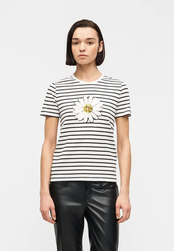 

Футболка с принтом ромашки onlkita life Only, Cloud Dancer/Black, Черный, Футболка с принтом ромашки onlkita life Only, Cloud Dancer/Black